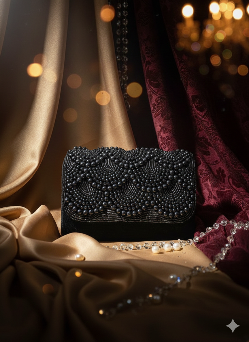 Dusty Pink Pearl-Inlaid Occasion Bag.