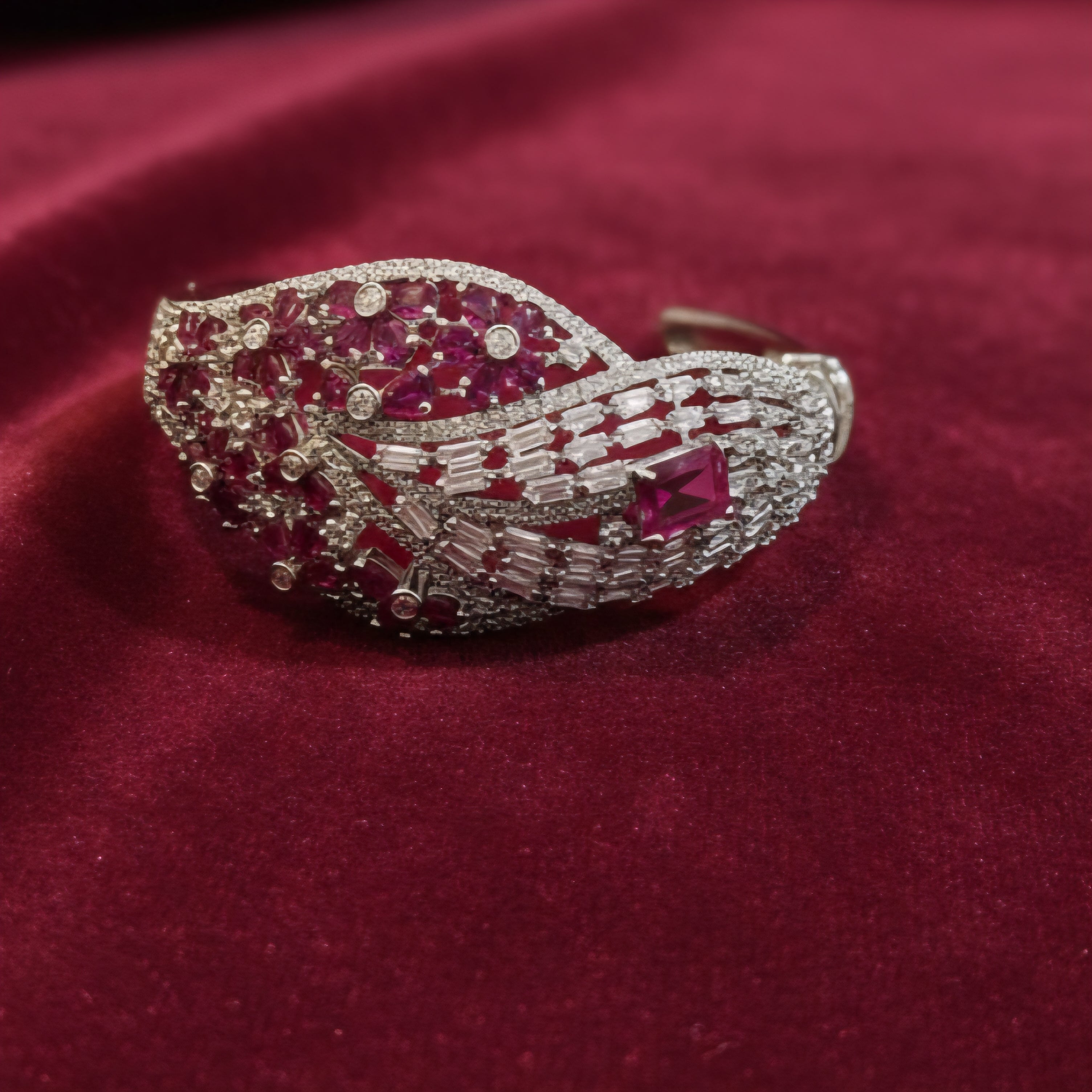 The Ruby & Diamond Radiance Floral Kada
