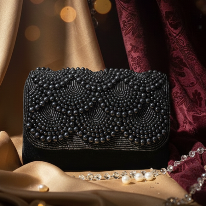 Dusty Pink Pearl-Inlaid Occasion Bag.