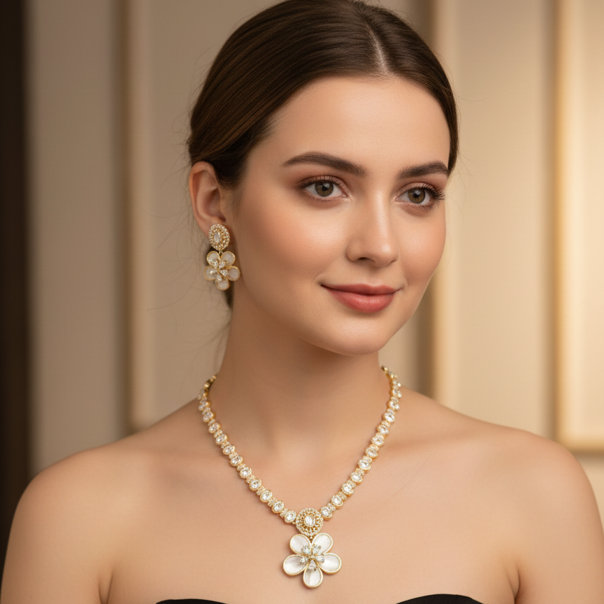 Ad stone neckless golden