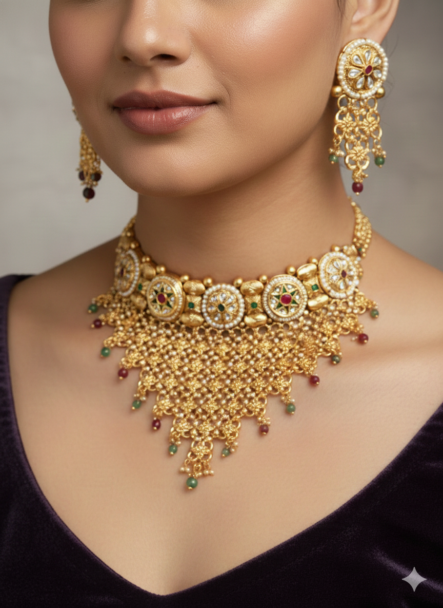 Neck set matt gold finish