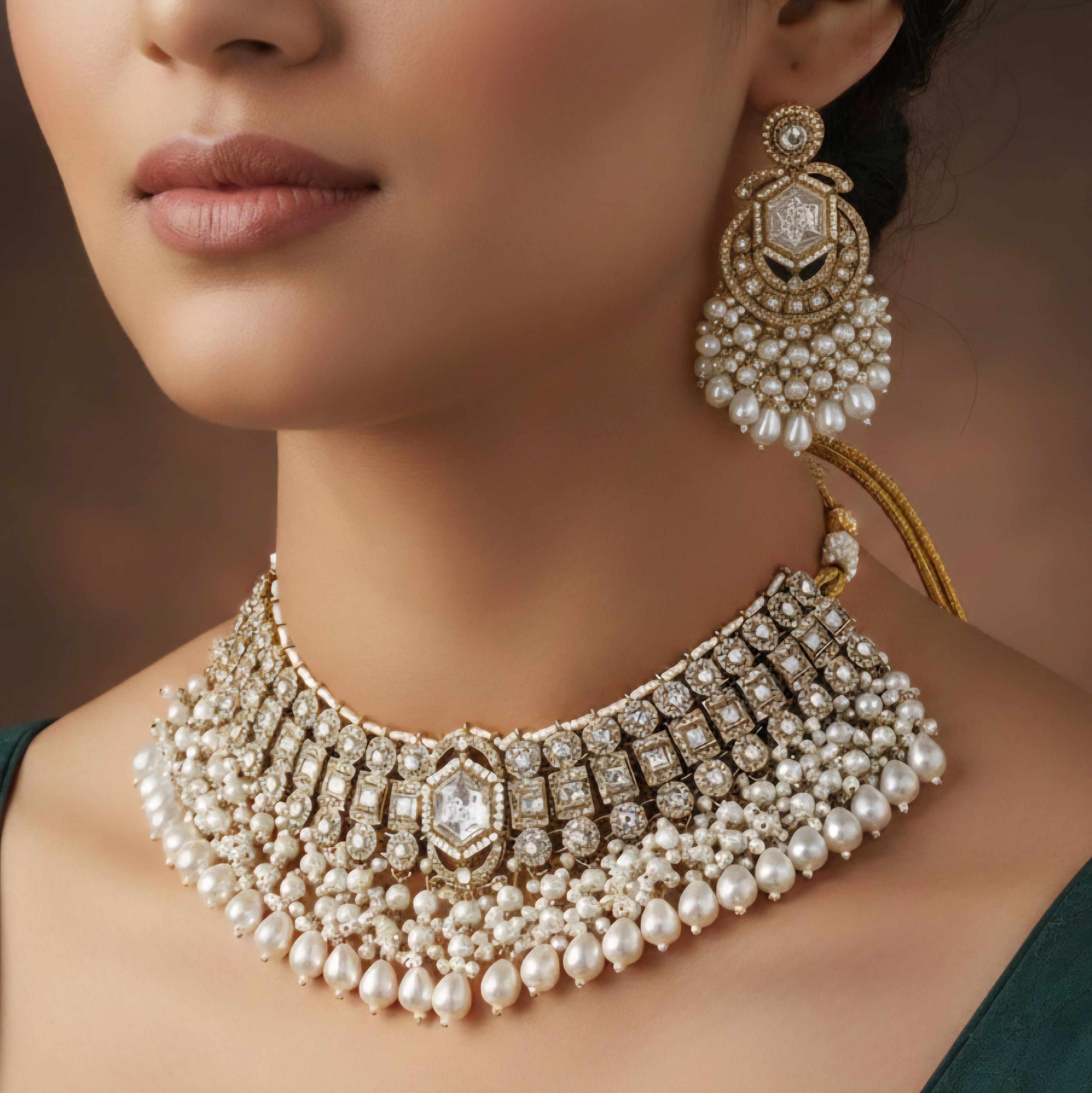 Stone n pearl  neckless iiey