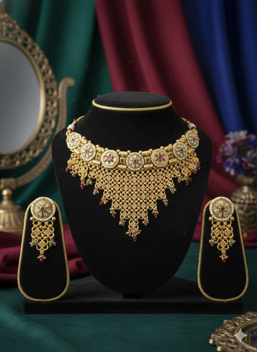 Neck set matt gold finish